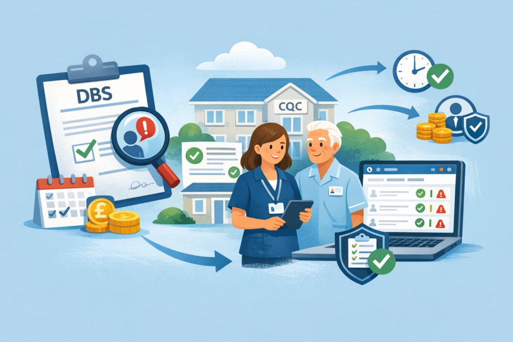 Care manager using CareAdmin to manage DBS Update Service checks for care staff